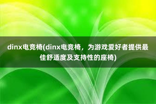 dinx电竞椅(dinx电竞椅，为游戏爱好者提供最佳舒适度及支持性的座椅)