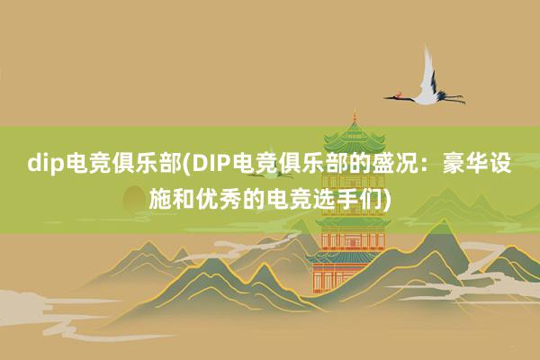 dip电竞俱乐部(DIP电竞俱乐部的盛况：豪华设施和优秀的电竞选手们)