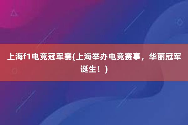 上海f1电竞冠军赛(上海举办电竞赛事，华丽冠军诞生！)