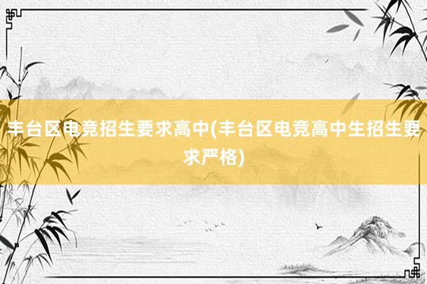 丰台区电竞招生要求高中(丰台区电竞高中生招生要求严格)