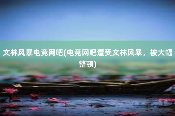 文林风暴电竞网吧(电竞网吧遭受文林风暴，被大幅整顿)