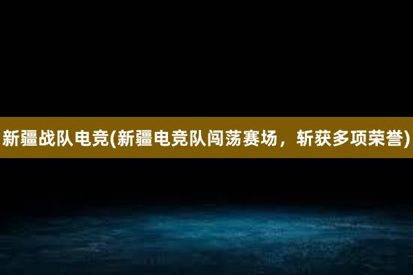 新疆战队电竞(新疆电竞队闯荡赛场，斩获多项荣誉)