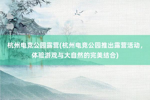 杭州电竞公园露营(杭州电竞公园推出露营活动，体验游戏与大自然的完美结合)