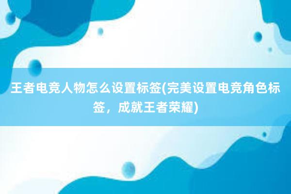 王者电竞人物怎么设置标签(完美设置电竞角色标签，成就王者荣耀)