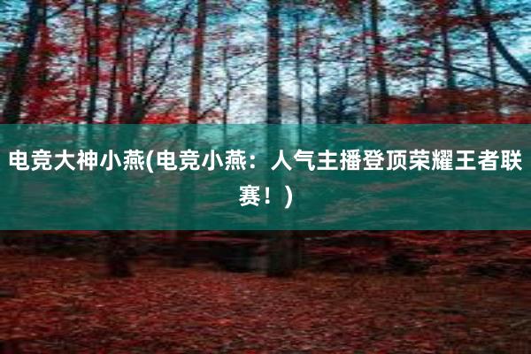 电竞大神小燕(电竞小燕：人气主播登顶荣耀王者联赛！)