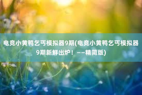 电竞小黄鸭乞丐模拟器9期(电竞小黄鸭乞丐模拟器9期新鲜出炉！——精简版)