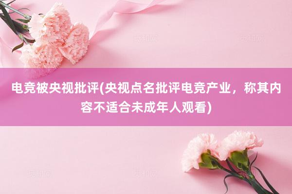 电竞被央视批评(央视点名批评电竞产业，称其内容不适合未成年人观看)