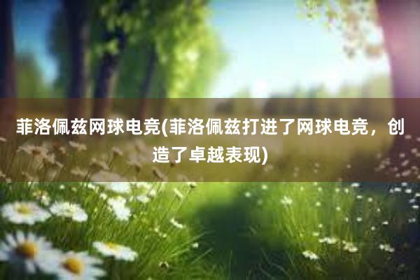 菲洛佩兹网球电竞(菲洛佩兹打进了网球电竞，创造了卓越表现)