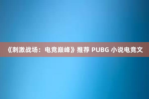 《刺激战场：电竞巅峰》推荐 PUBG 小说电竞文