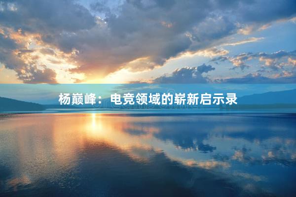 杨巅峰：电竞领域的崭新启示录