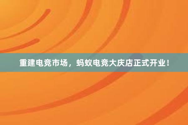 重建电竞市场，蚂蚁电竞大庆店正式开业！